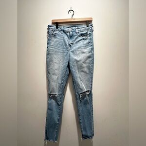 American Eagle Outfitters Light Blue Ripped Skinny Jeans